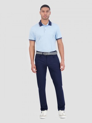 Ben Sherman Checker Rib Air Pique Sports Fit Polo Gömlek Mavi | 6059-GPRZC