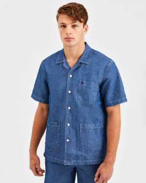 Ben Sherman Hastings Garment Dye Chambray Gömlek Indigo | 0531-MXHPW