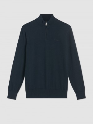 Ben Sherman Merino Half-Zip Triko Siyah | 4328-RQUKZ