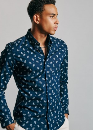 Ben Sherman Micro Paisley Gömlek Lacivert | 5316-HLGOT