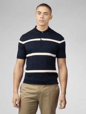 Ben Sherman Signature Argyle Stripe Polo Triko Lacivert | 5263-XZOUV