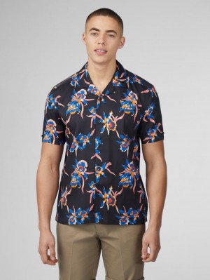 Ben Sherman Signature Botanical Print Gömlek Siyah | 4321-UKOLF