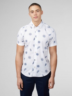 Ben Sherman Signature Floral Gömlek Beyaz | 6852-MVZWK