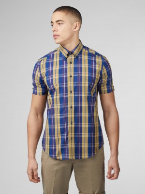 Ben Sherman Signature Irregular Check Gömlek Mavi | 2815-FCMNO