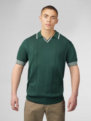 Ben Sherman Signature Open Neck Polo Triko Yeşil | 2457-WXJTE