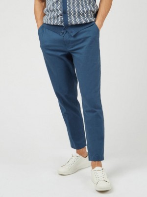 Ben Sherman Signature Slim Taper Linen Pantolon Mavi | 3206-WESMI