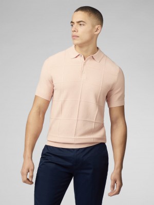 Ben Sherman Signature Textured Polo Triko Pembe | 6258-UICXG