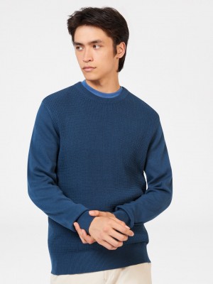 Ben Sherman Textured Crewneck Triko Indigo | 9547-ALVND