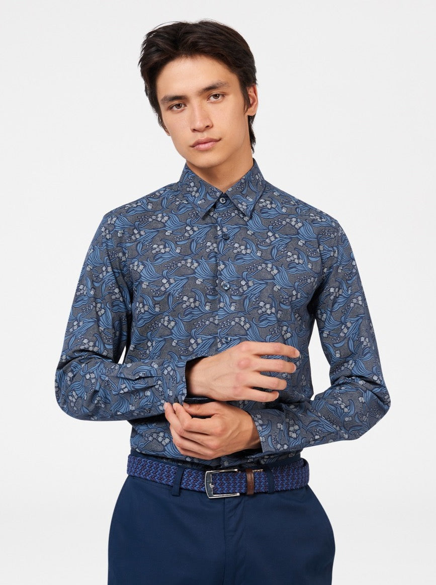 Ben Sherman Art Nouveau Floral Gömlek Lacivert | 5106-ODVHN