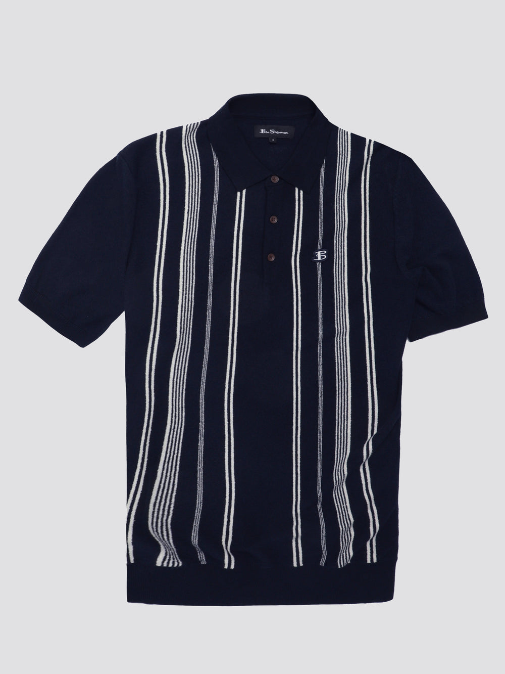 Ben Sherman B by Ben Sherman Crinkle Cotton Stripe Polo Triko Lacivert | 3682-CYWDN