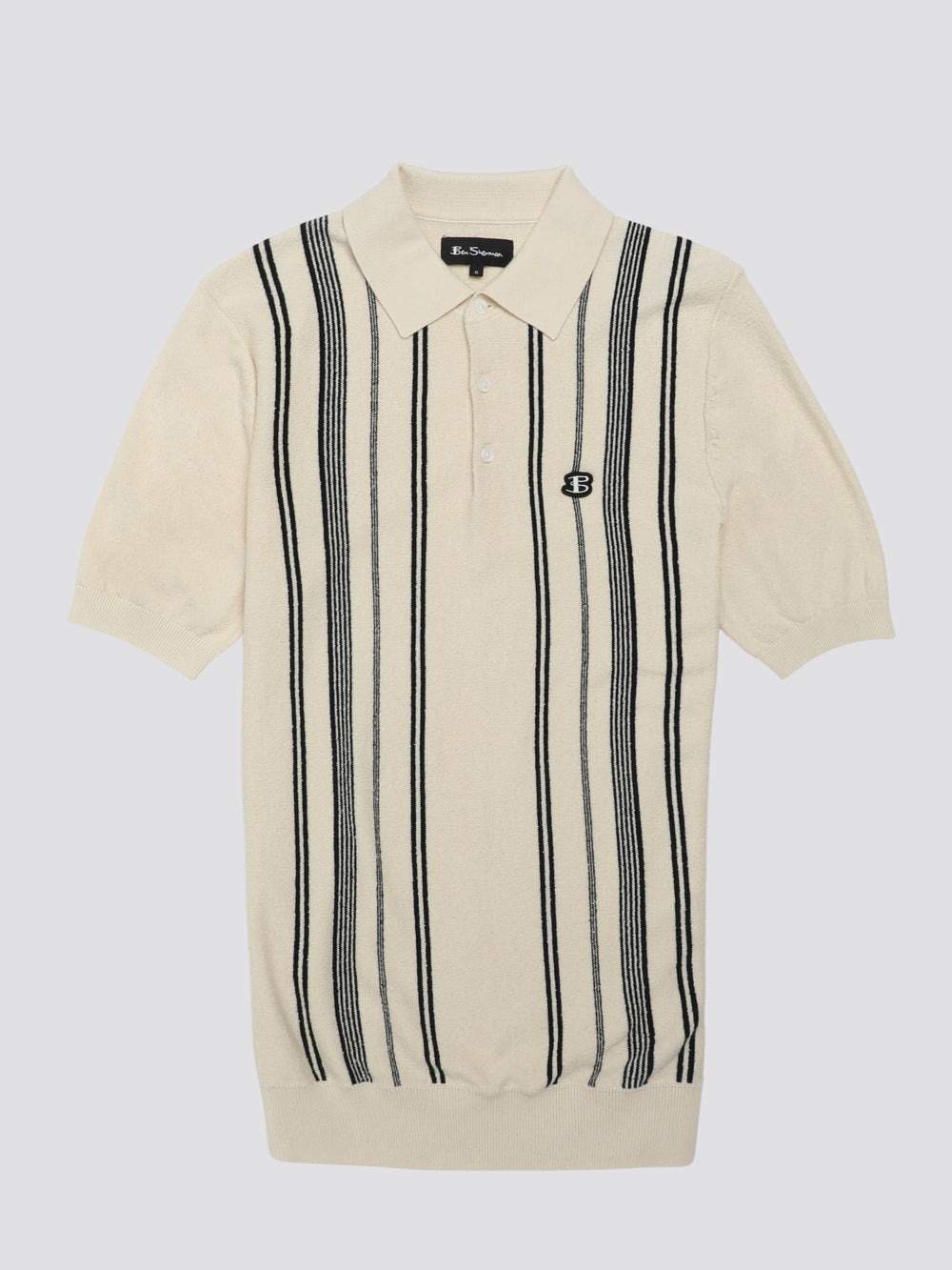 Ben Sherman B by Ben Sherman Crinkle Cotton Stripe Polo Triko Beyaz | 6891-GOASC