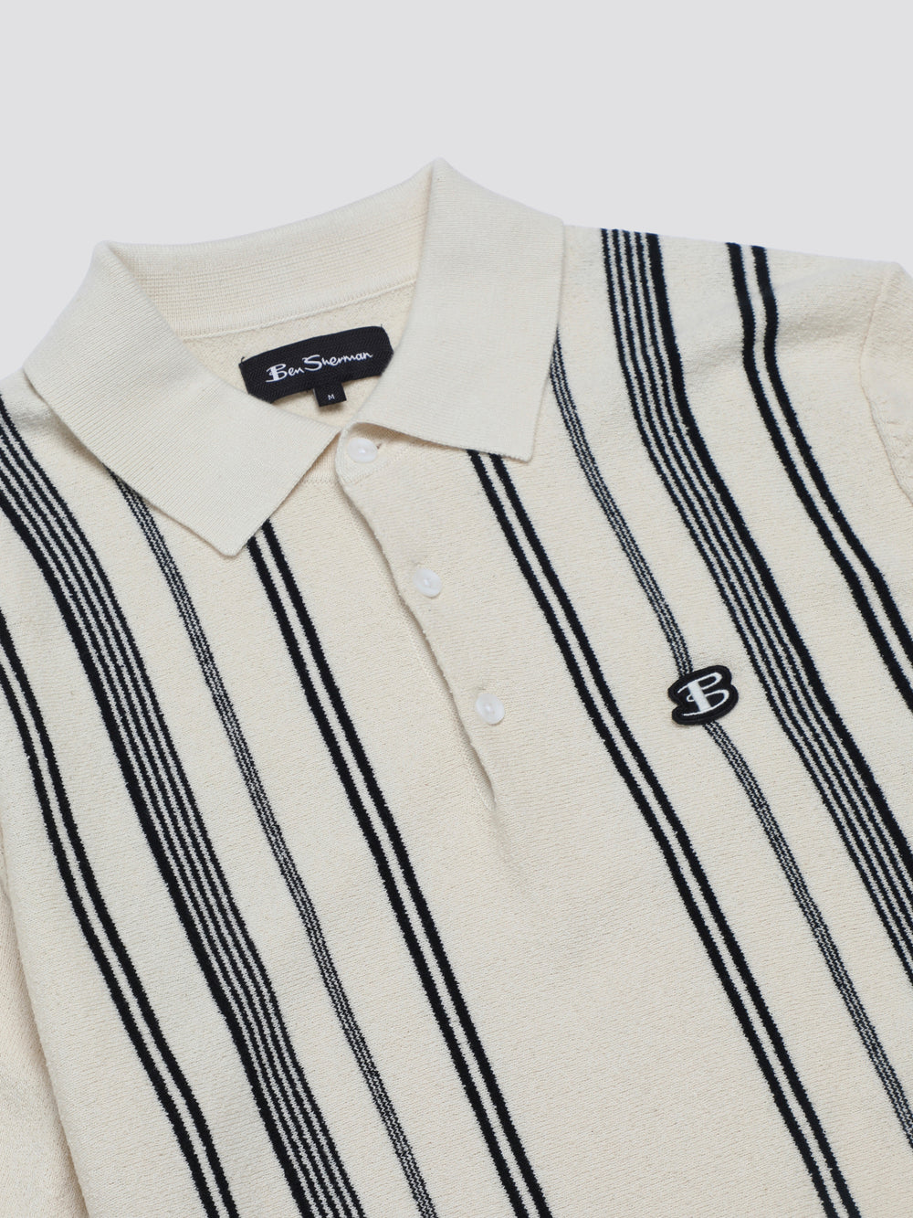 Ben Sherman B by Ben Sherman Crinkle Cotton Stripe Polo Triko Beyaz | 6891-GOASC