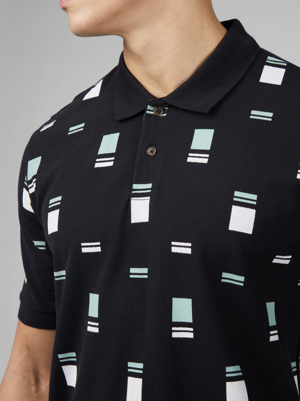 Ben Sherman B by Ben Sherman Scatter Chequerboard Mod Stripe Polo Gömlek Siyah | 9541-BZQCT