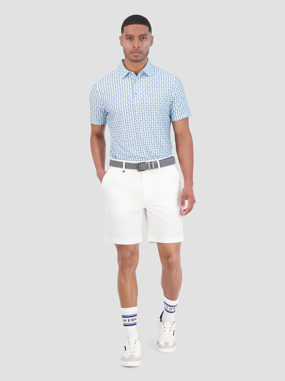 Ben Sherman Bauhaus Geo Tech Jersey Sports Fit Polo Gömlek Mavi | 5687-EQAZI