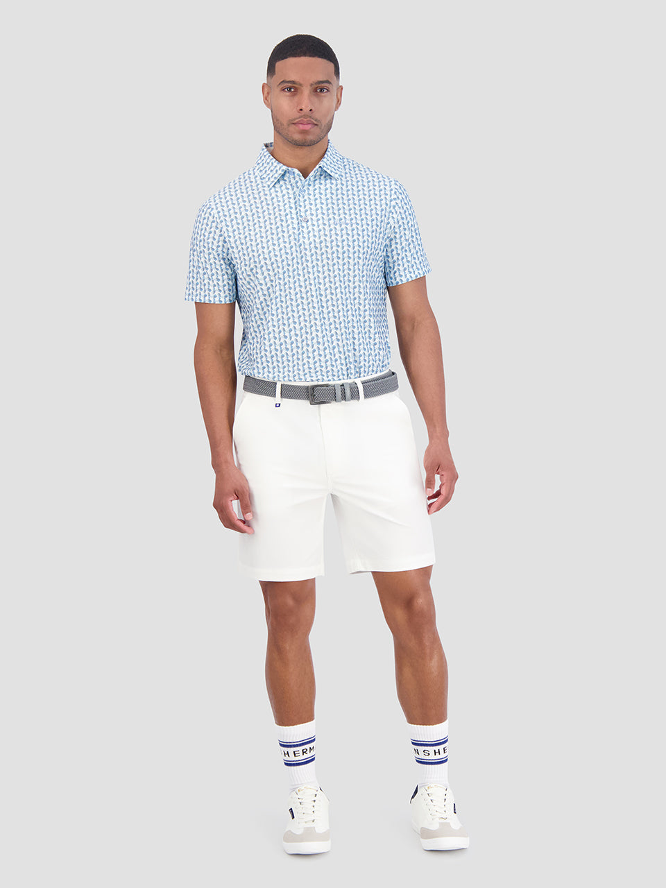 Ben Sherman Bauhaus Geo Tech Jersey Sports Fit Polo Gömlek Mavi | 5687-EQAZI