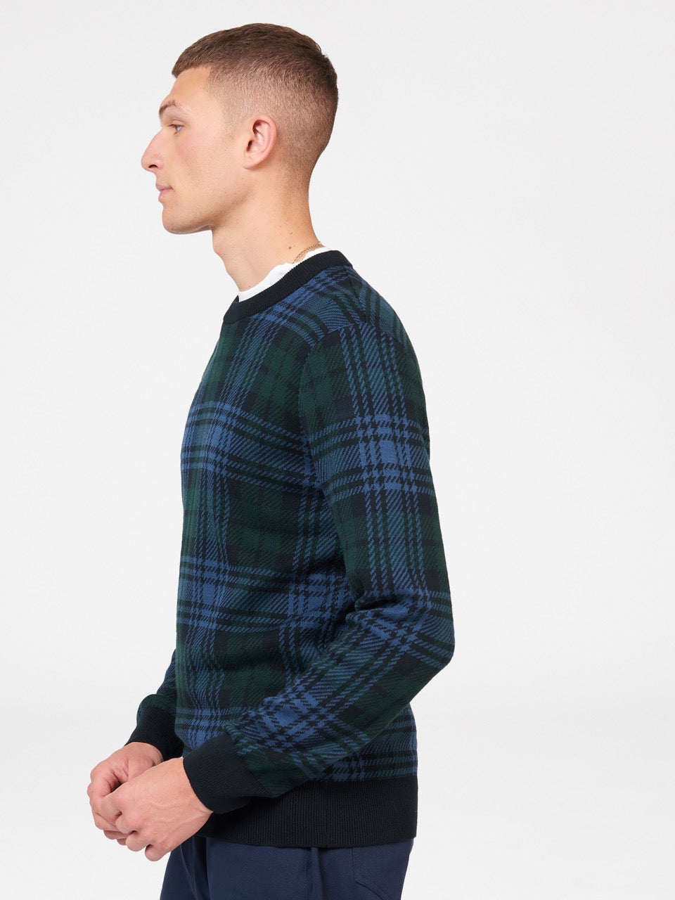 Ben Sherman Blackwatch Check Crewneck Triko Siyah | 0371-WRJAD