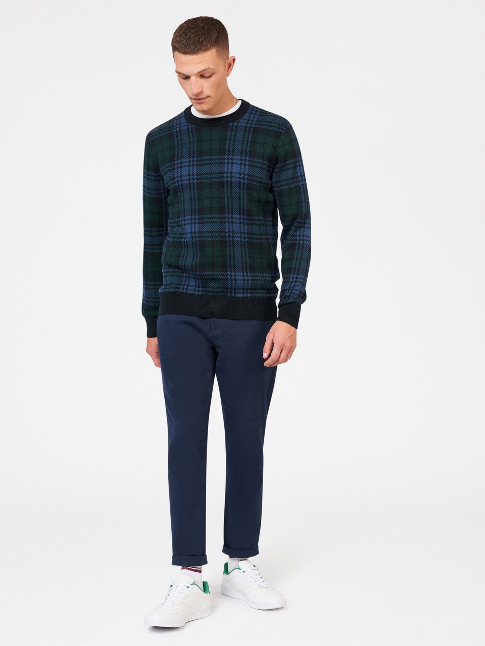 Ben Sherman Blackwatch Check Crewneck Triko Siyah | 0371-WRJAD