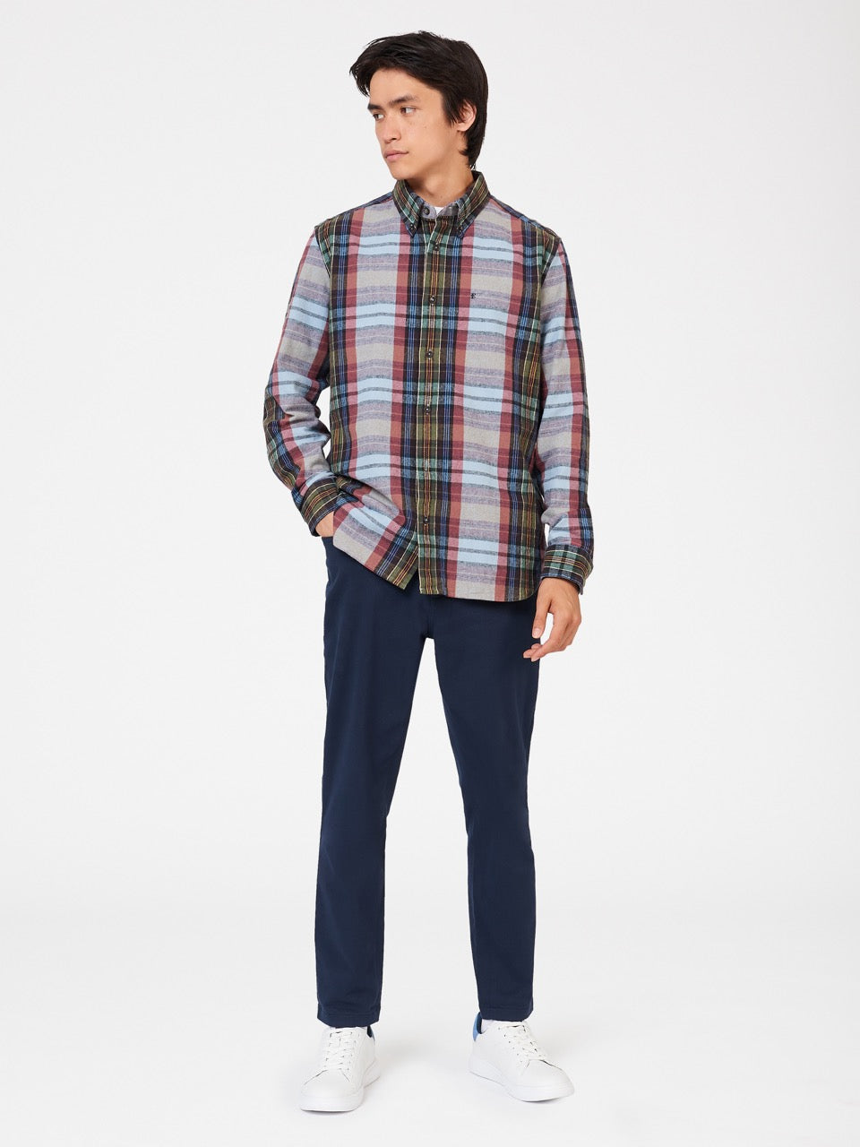 Ben Sherman Brushed Multicolour Check Oxford Gömlek Mavi | 8751-FBYUR