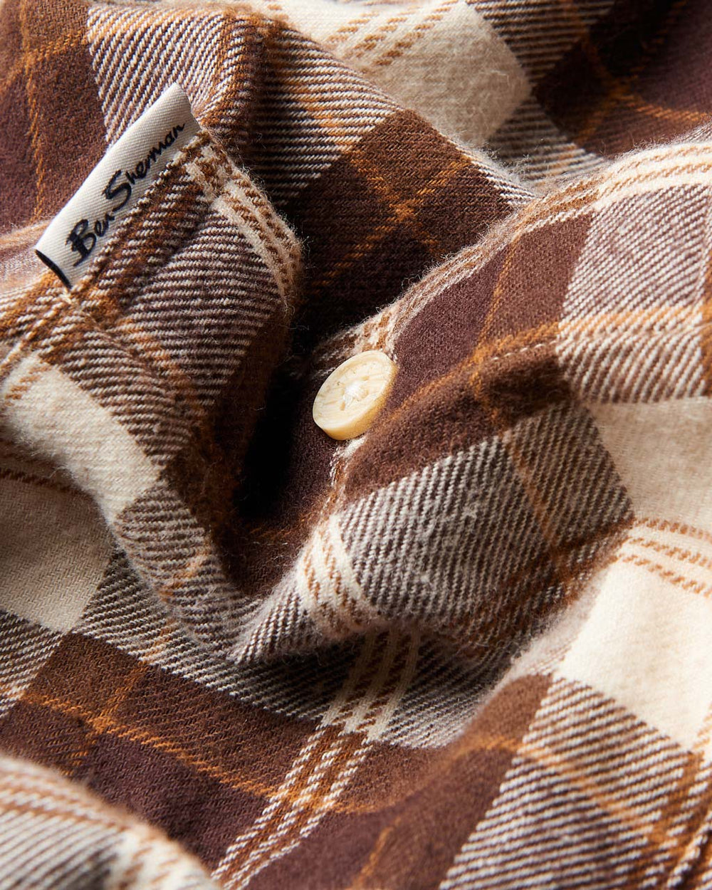 Ben Sherman Brushed Plain Check Gömlek Çikolata | 1457-JUGXV