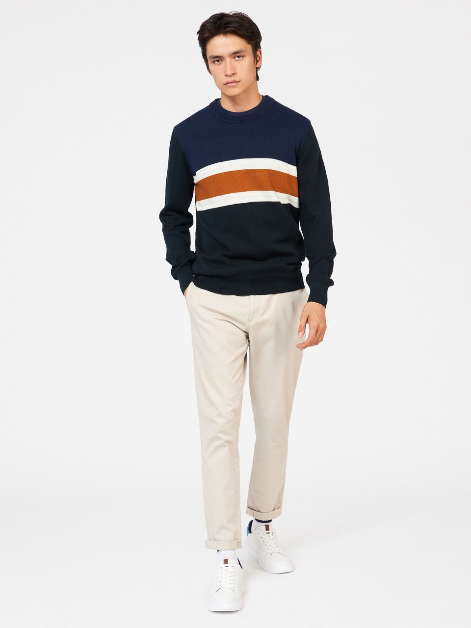 Ben Sherman Chest Stripe Crewneck Triko Siyah | 0426-TQYSK