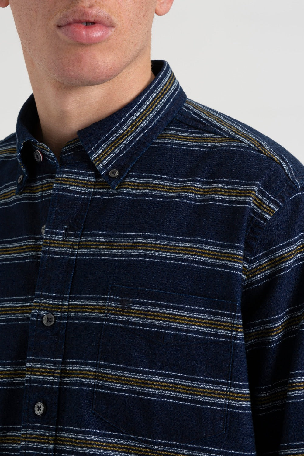 Ben Sherman Dalston Blues Long Sleeve Indigo Stripe Gömlek Indigo | 0524-EQBCR