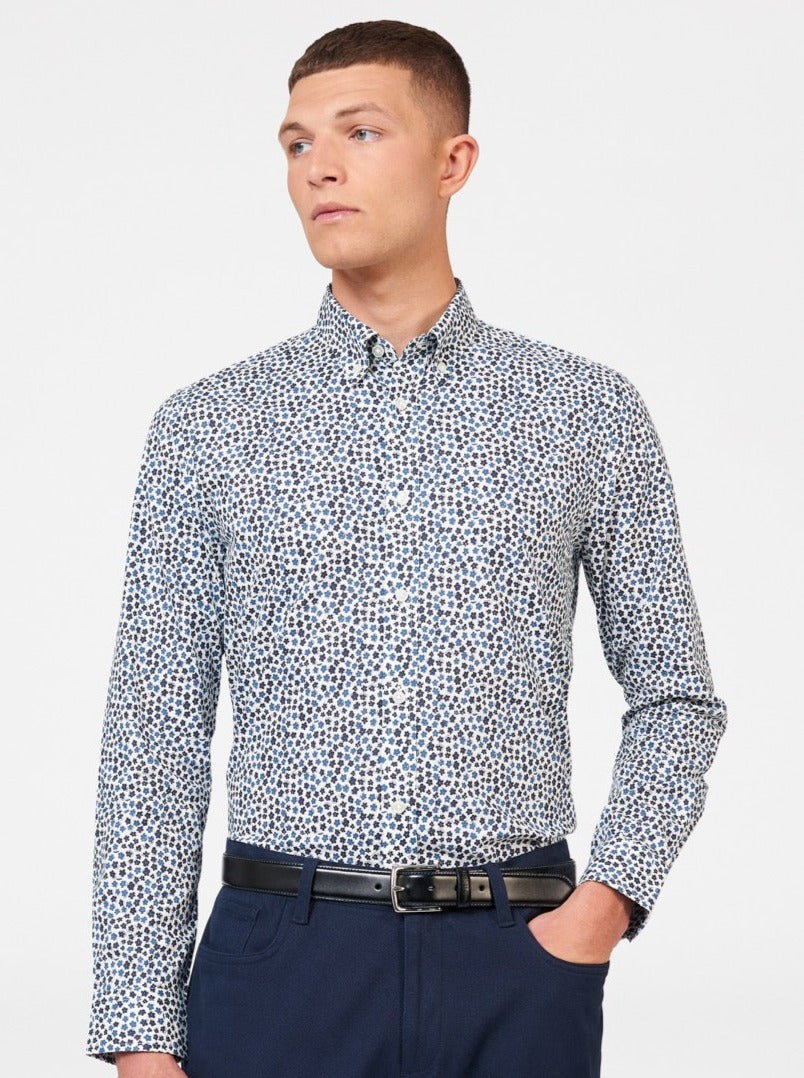 Ben Sherman Ditsy Floral Print Long Sleeve Gömlek Beyaz | 7834-XICJQ