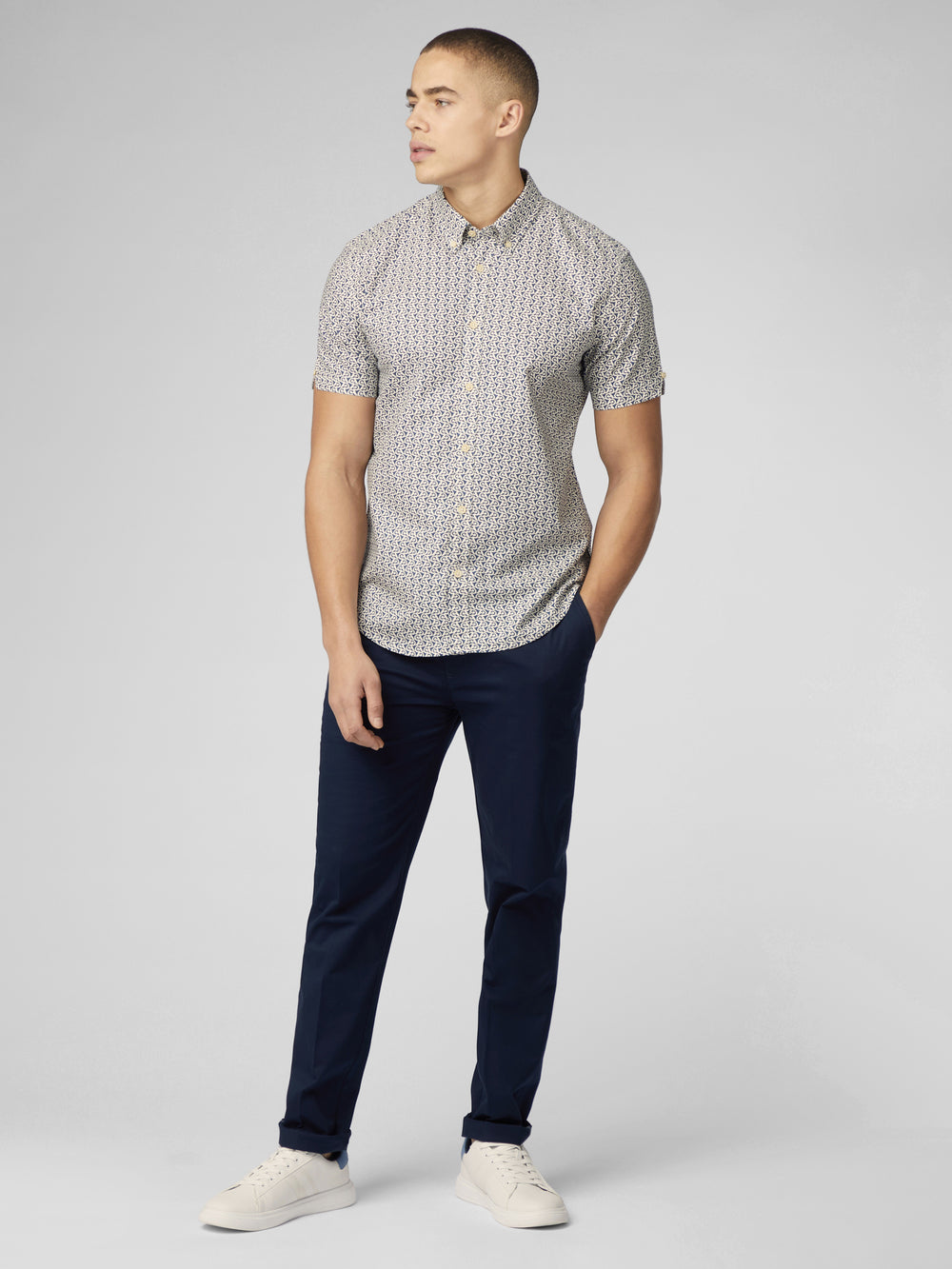 Ben Sherman Geo Wave Denim Gömlek Mavi | 5731-ZECTA