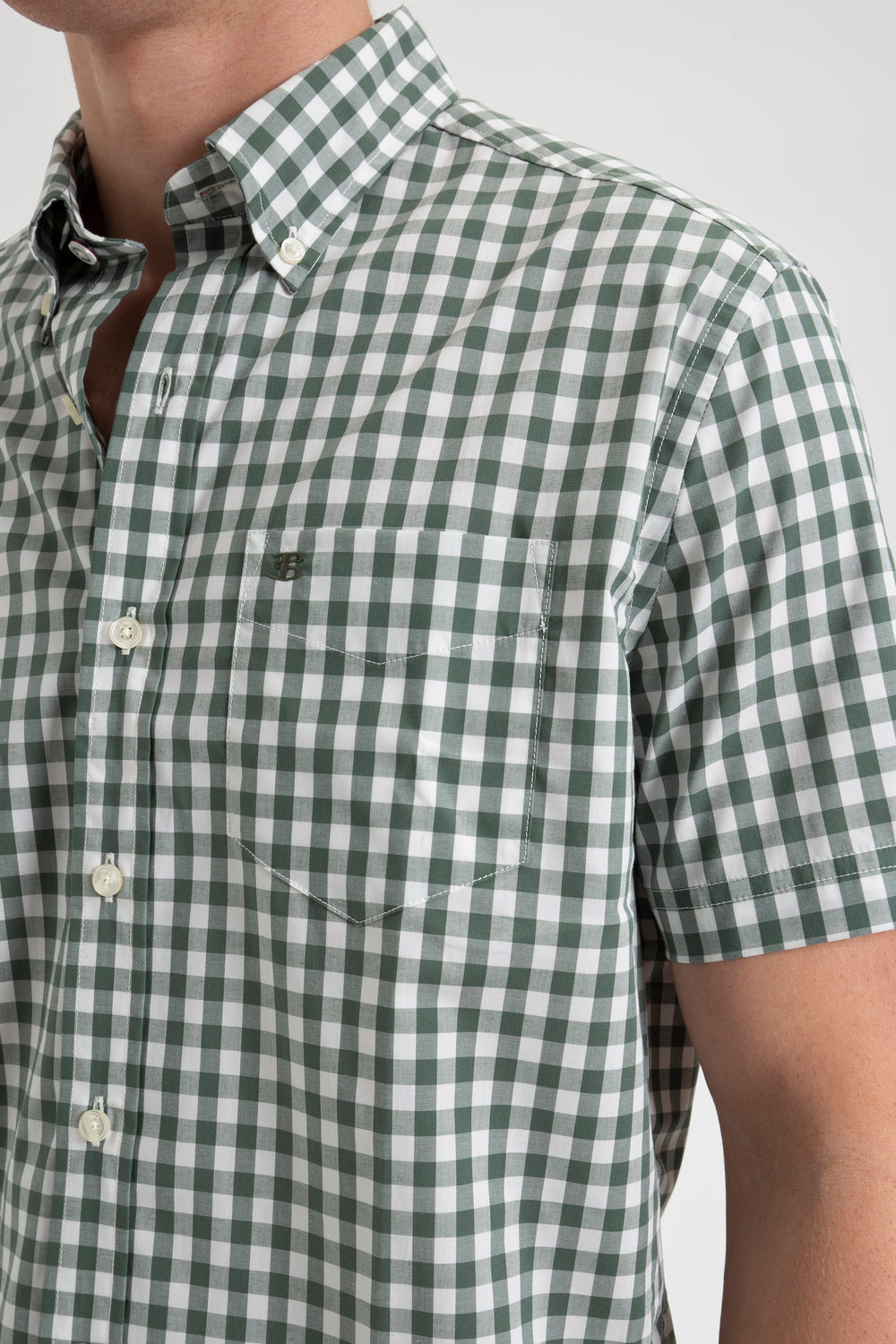 Ben Sherman House Poplin Gingham Gömlek Zeytin Yeşili | 7519-RNLDX