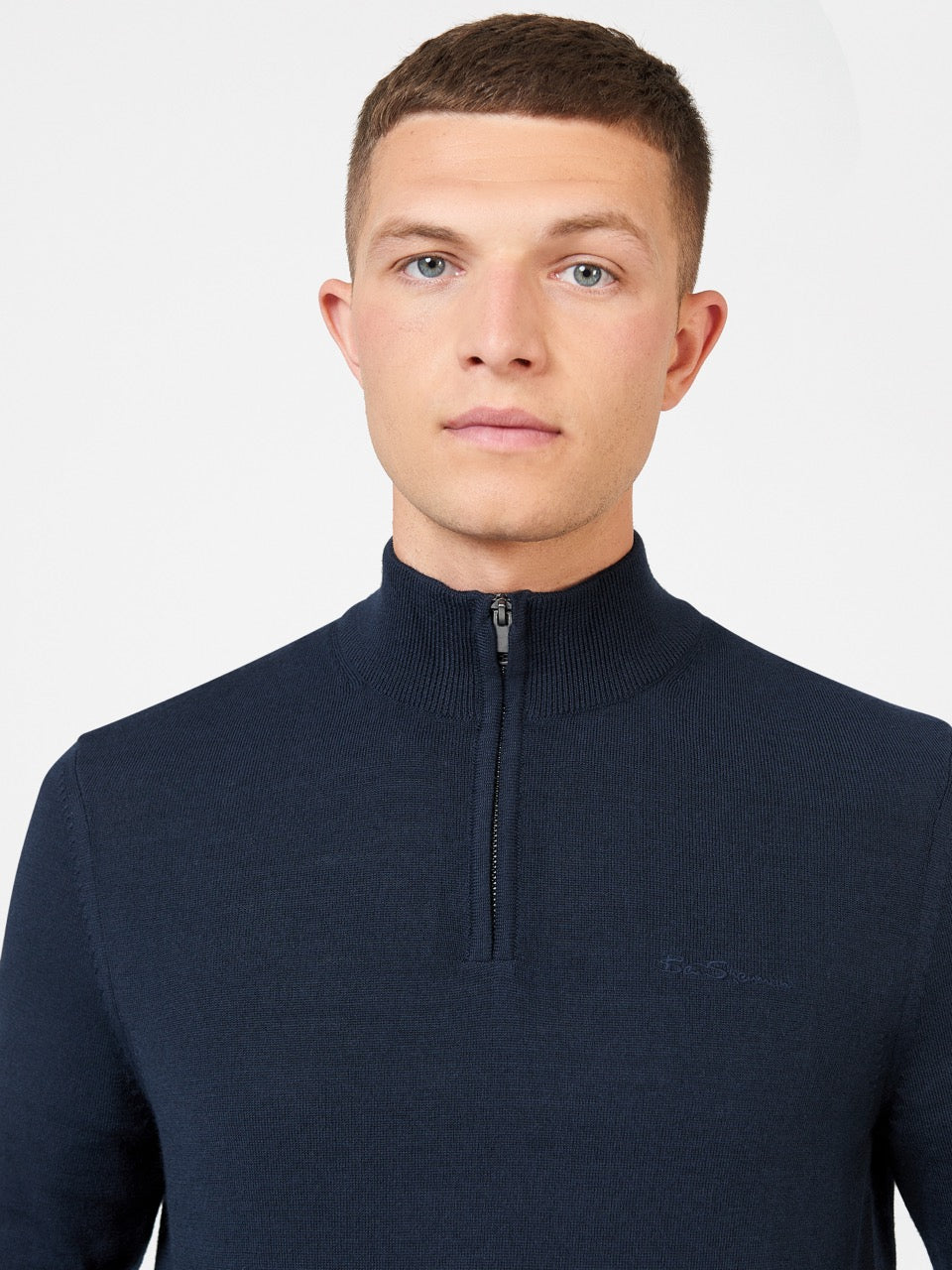 Ben Sherman Merino Half-Zip Triko Lacivert | 4728-CBVGA