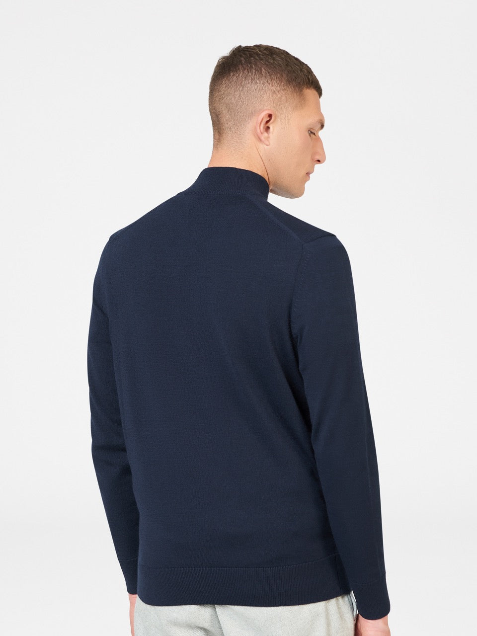 Ben Sherman Merino Half-Zip Triko Lacivert | 4728-CBVGA