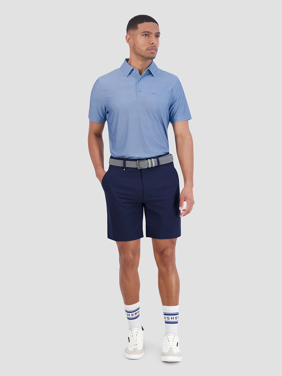 Ben Sherman Mini Stripes Tech Jersey Sports Fit Polo Gömlek Mavi | 9260-QYSOU