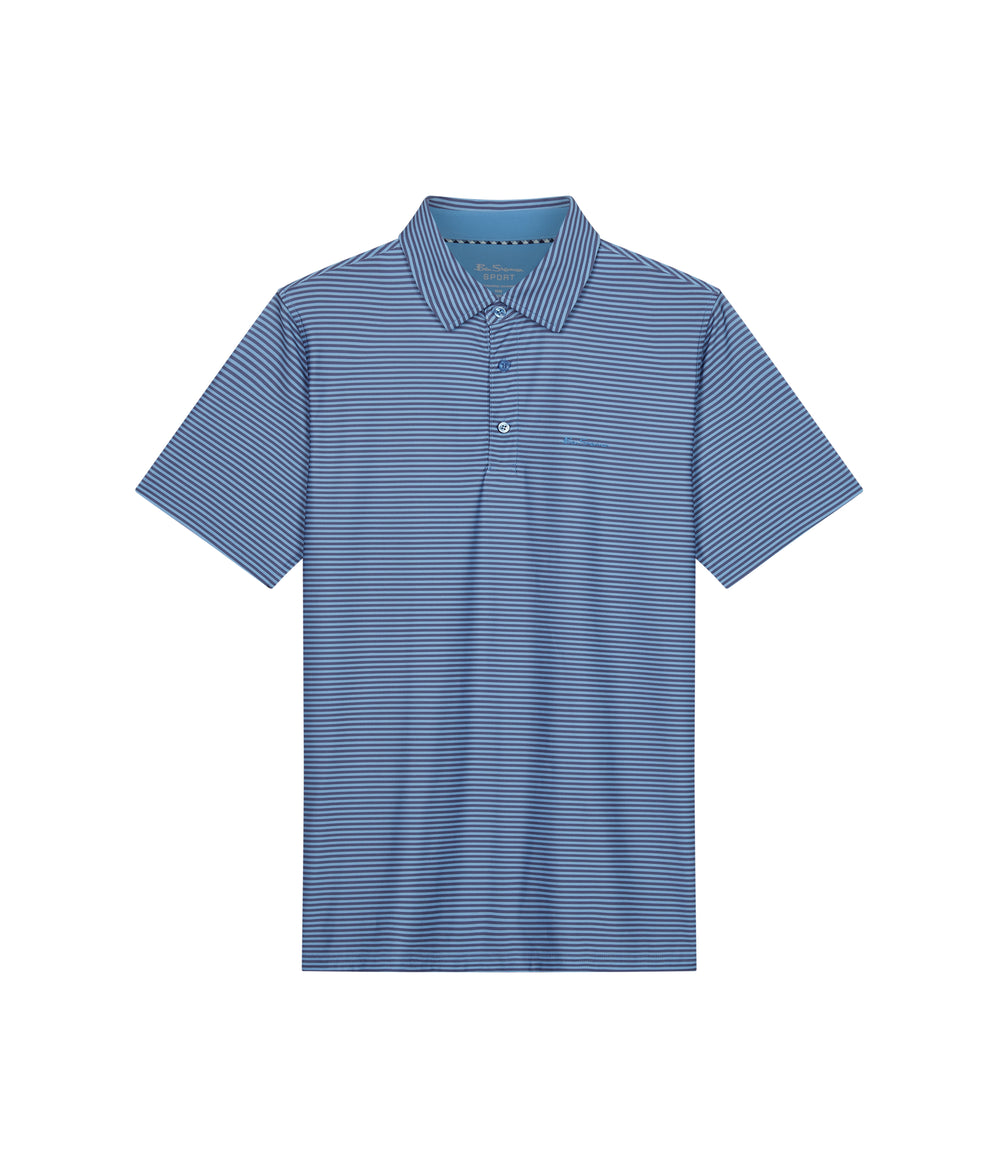 Ben Sherman Mini Stripes Tech Jersey Sports Fit Polo Gömlek Mavi | 9260-QYSOU