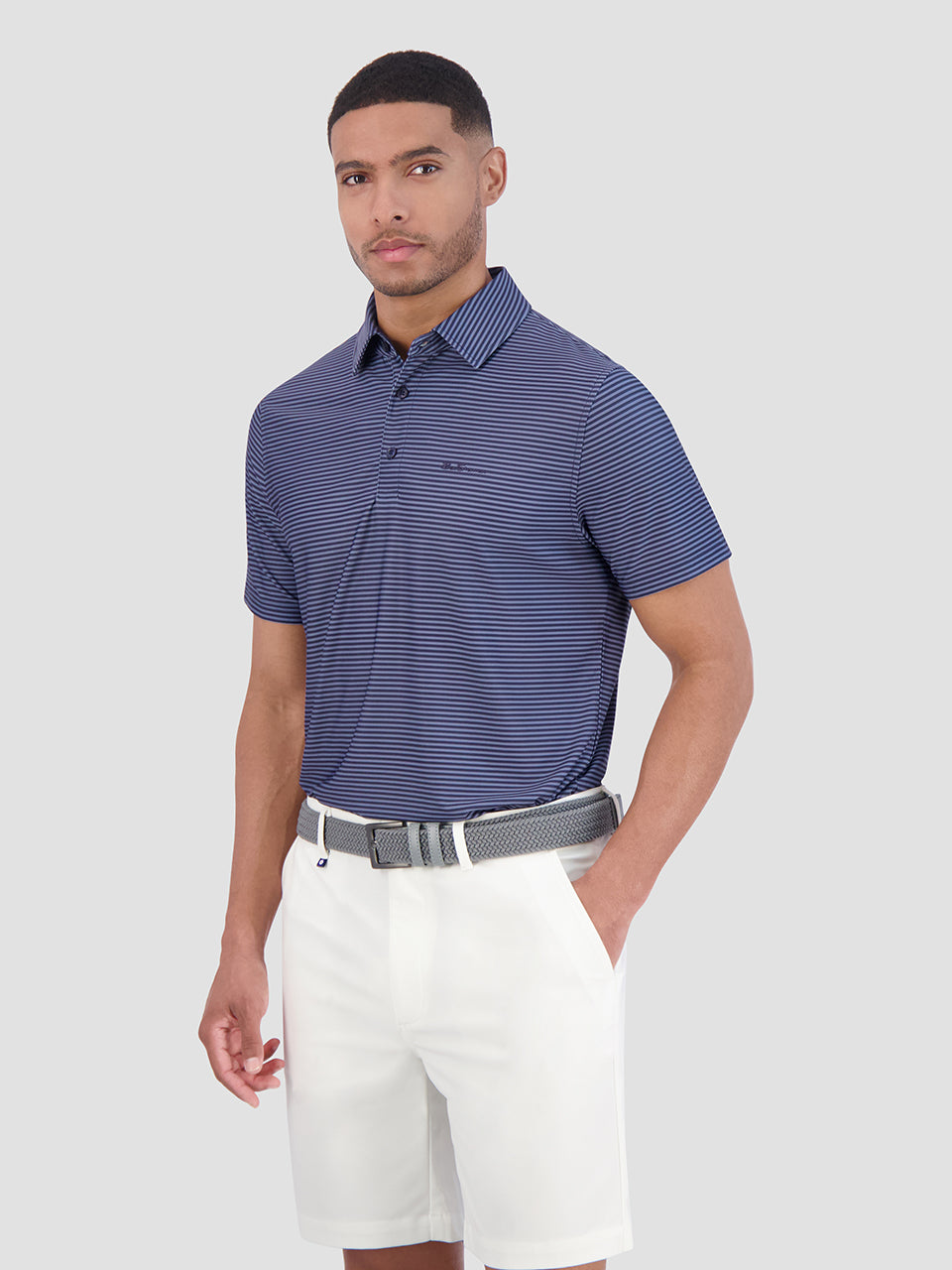 Ben Sherman Mini Stripes Tech Jersey Sports Fit Polo Gömlek Lacivert | 7589-LTUQW