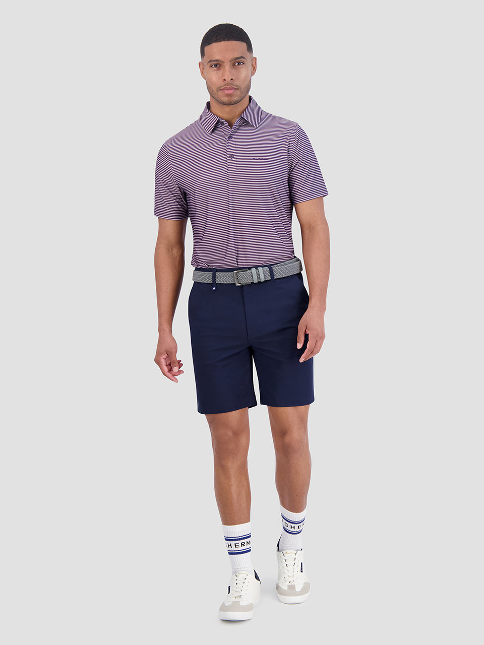 Ben Sherman Mini Stripes Tech Jersey Sports Fit Polo Gömlek Mor | 8714-CWNJZ