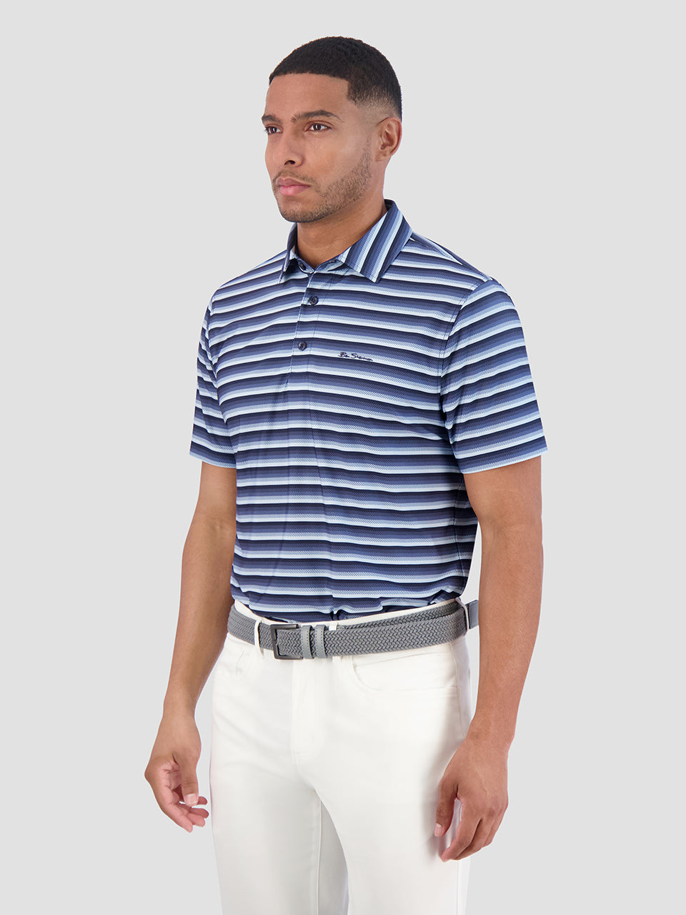 Ben Sherman Multi Stripe Tech Jersey Sports Fit Polo Gömlek Lacivert | 8096-XITAM