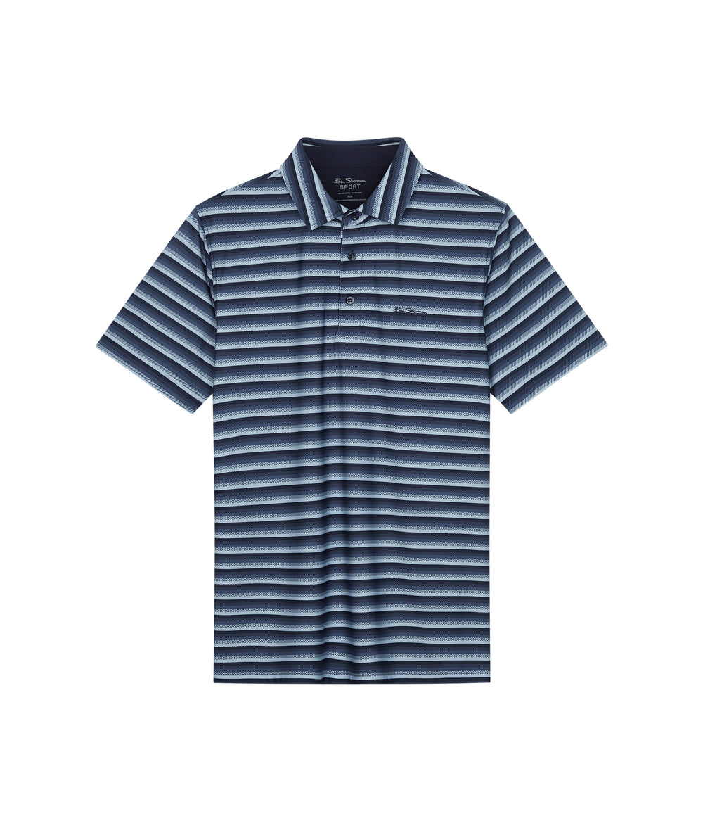 Ben Sherman Multi Stripe Tech Jersey Sports Fit Polo Gömlek Lacivert | 8096-XITAM