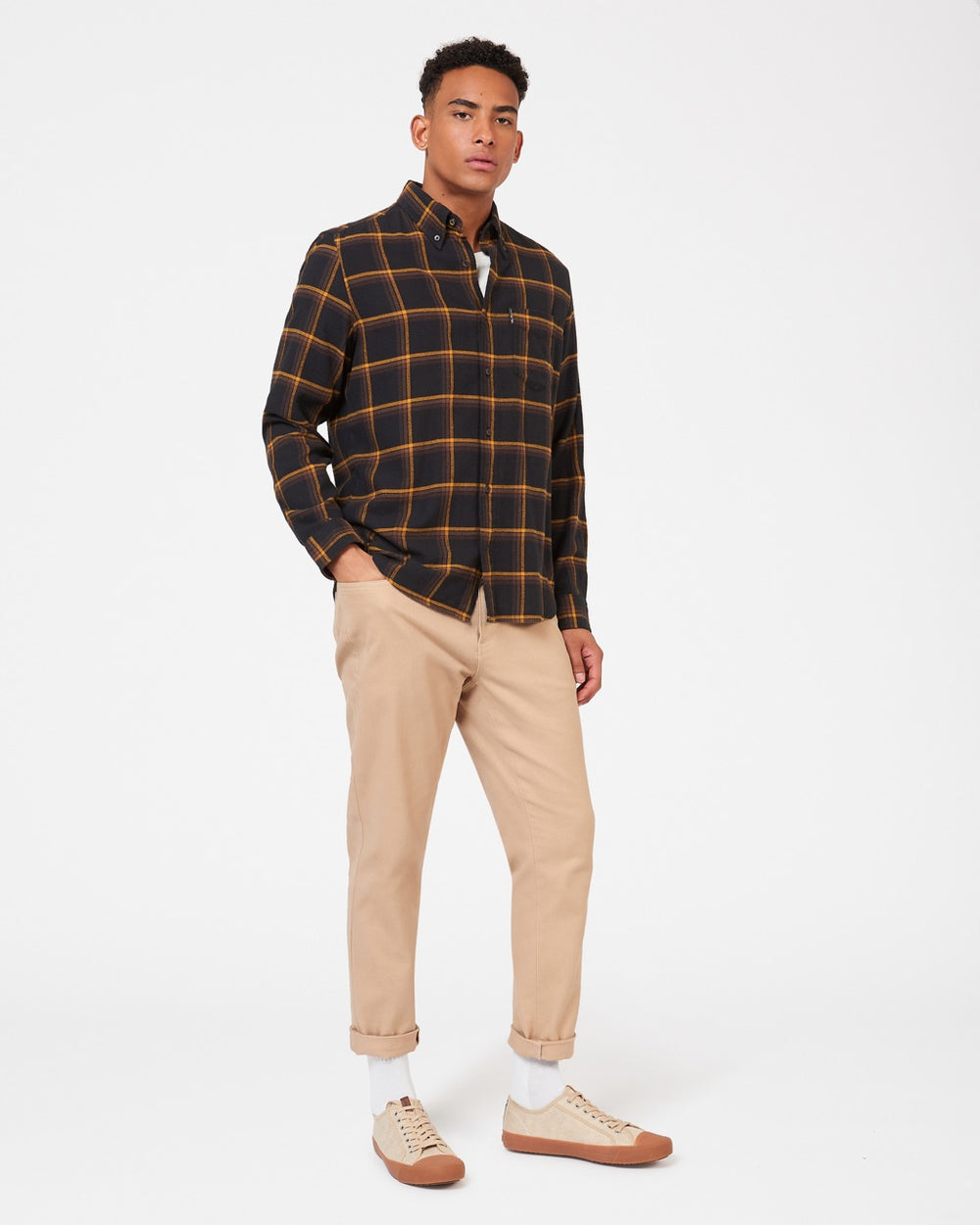 Ben Sherman Oversized Brushed Check Gömlek Siyah | 8751-VKDIA