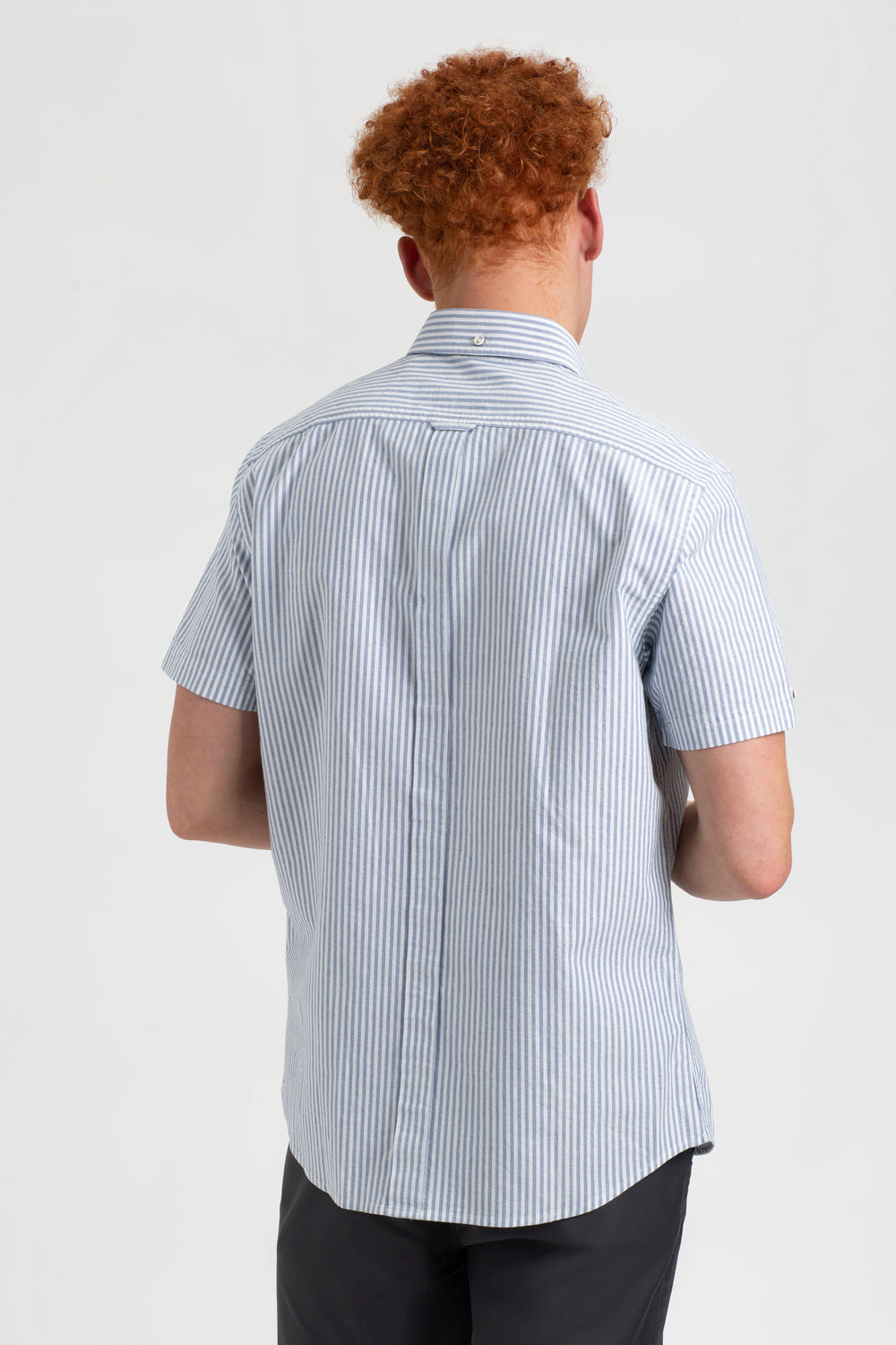 Ben Sherman Short Sleeve Brighton Oxford Organic Bengal Stripe Gömlek Indigo Çizgili | 9410-OKAPJ