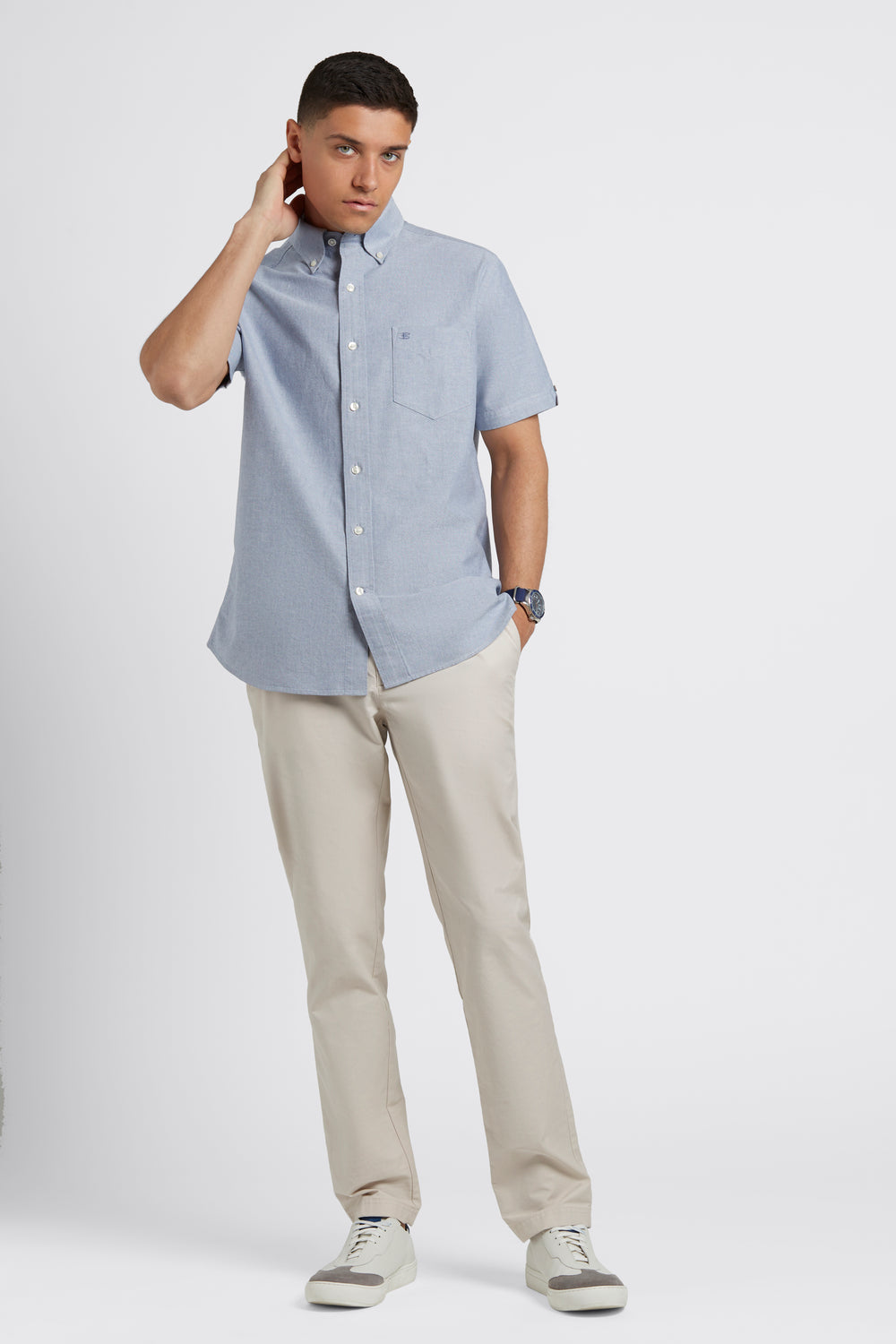 Ben Sherman Short Sleeve Brighton Oxford Organic Gömlek Lacivert | 7624-EDTSN