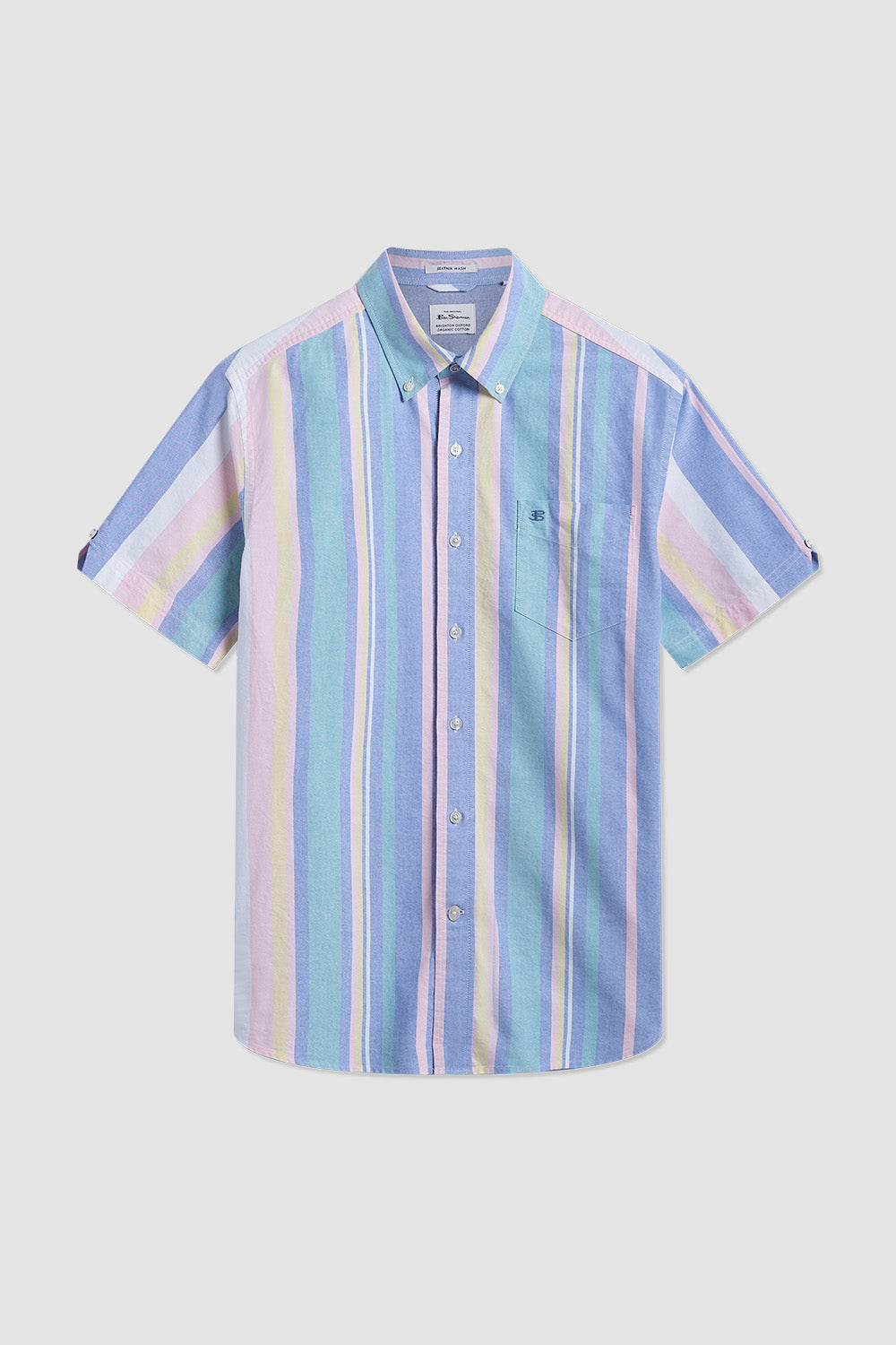 Ben Sherman Short Sleeve Brighton Oxford Organic Stripe Gömlek Renkli Çizgili | 0438-WJUID