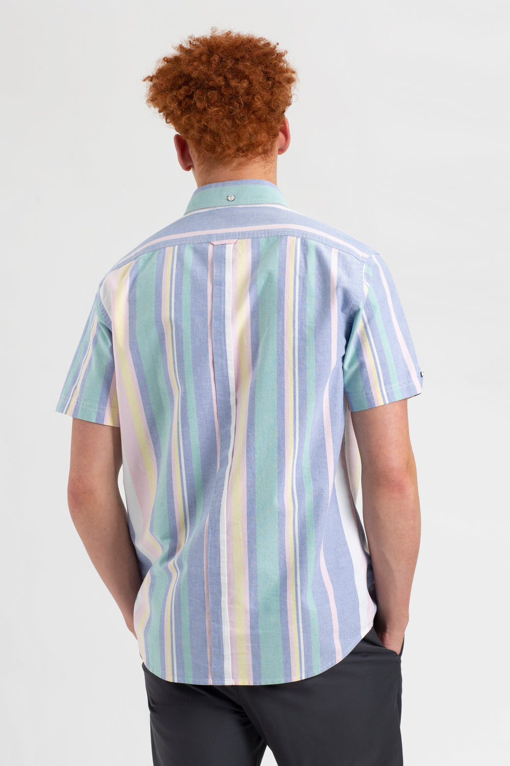 Ben Sherman Short Sleeve Brighton Oxford Organic Stripe Gömlek Renkli Çizgili | 0438-WJUID