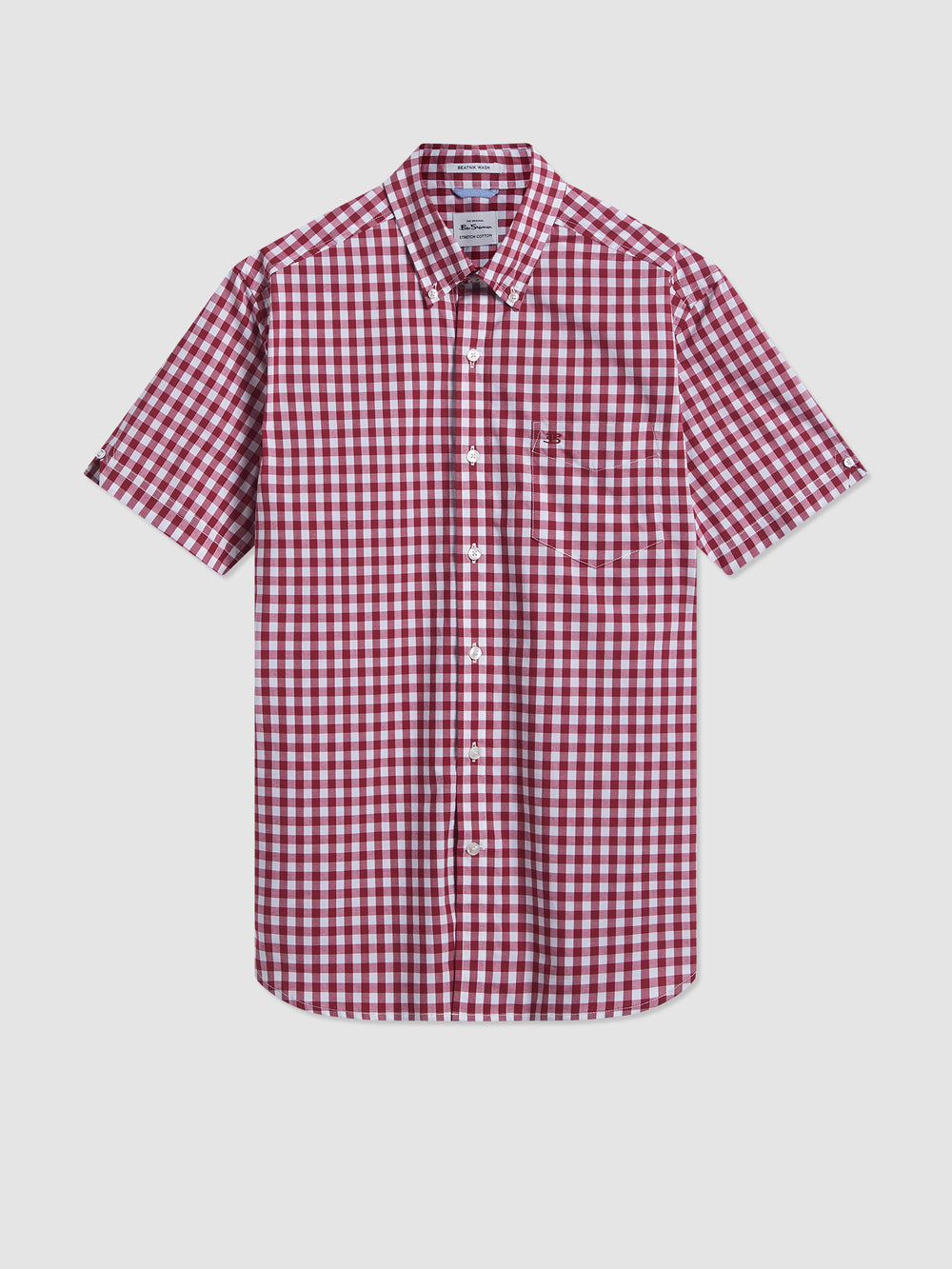 Ben Sherman Short Sleeve House Poplin Gingham Gömlek Bordo | 7481-QUCBH