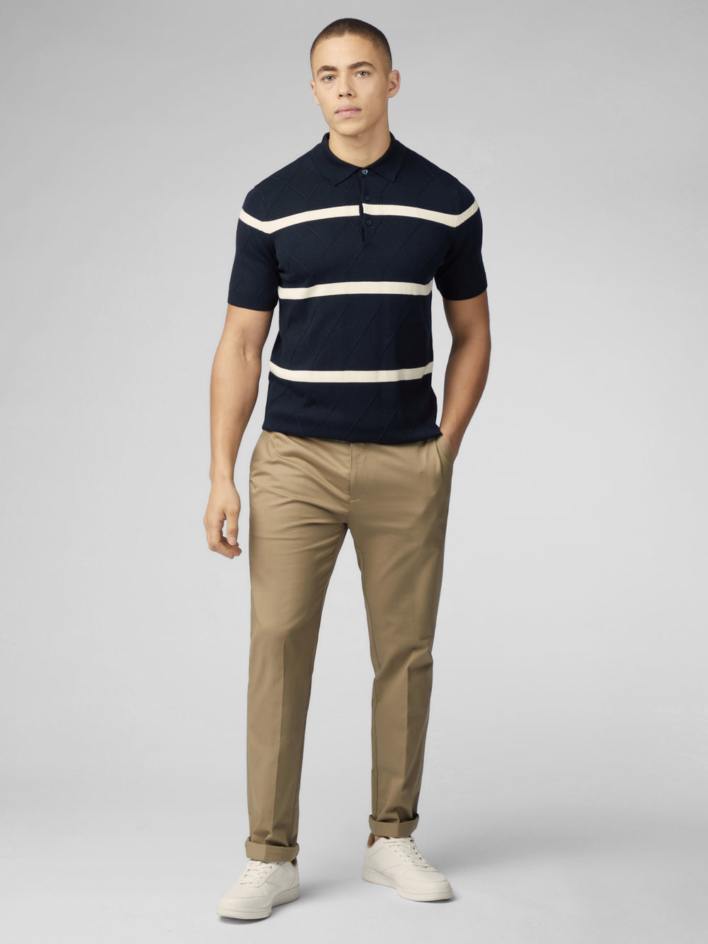 Ben Sherman Signature Argyle Stripe Polo Triko Lacivert | 5263-XZOUV