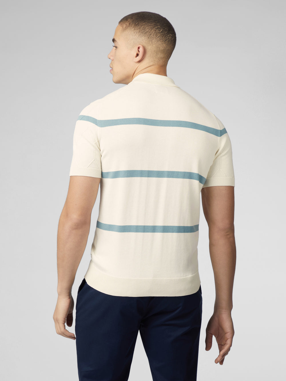 Ben Sherman Signature Argyle Stripe Polo Triko Beyaz | 5907-PDWAJ