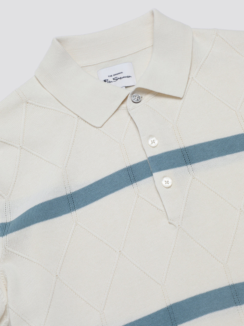 Ben Sherman Signature Argyle Stripe Polo Triko Beyaz | 5907-PDWAJ