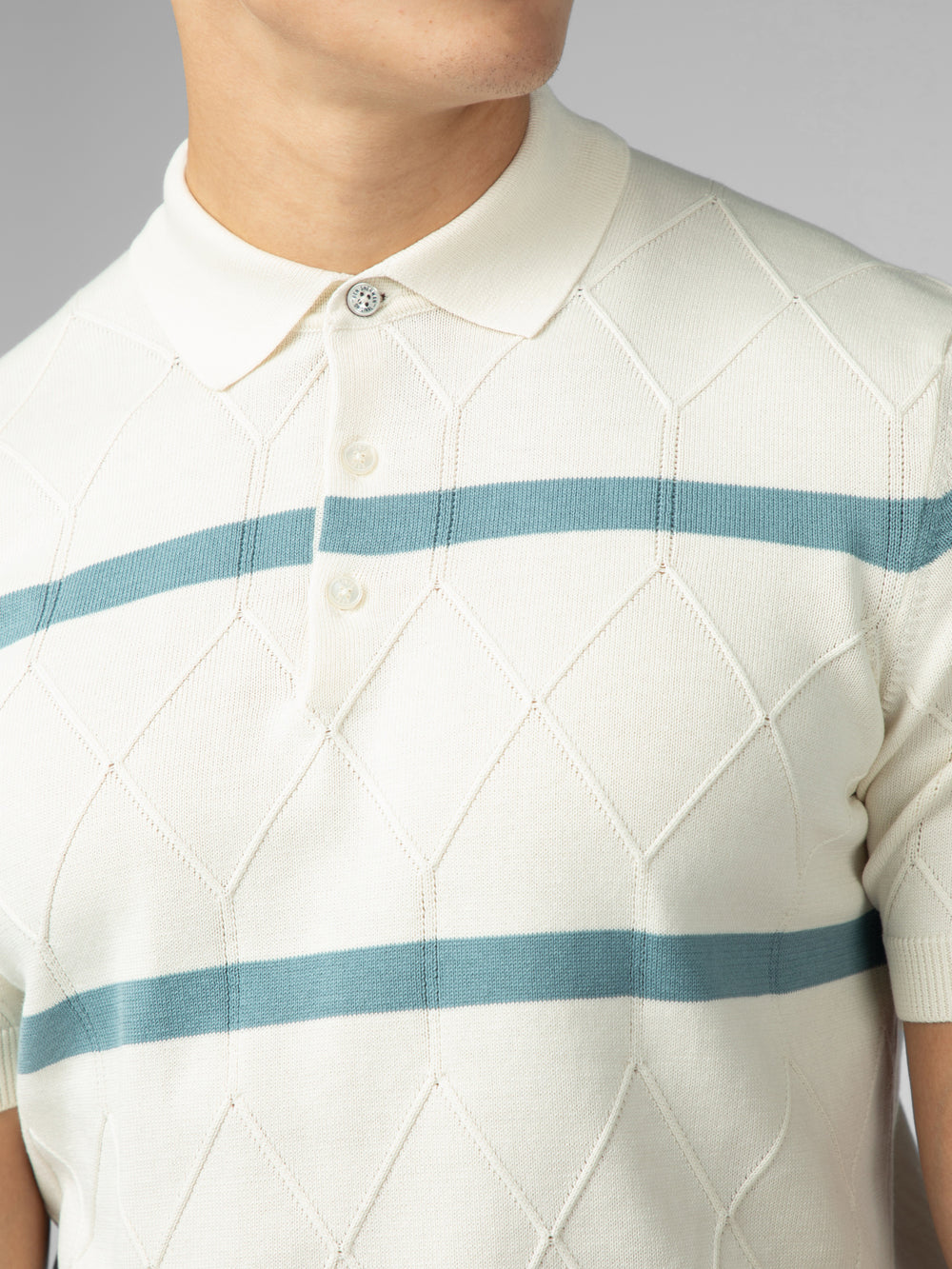 Ben Sherman Signature Argyle Stripe Polo Triko Beyaz | 5907-PDWAJ