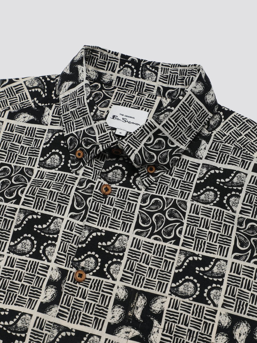 Ben Sherman Signature Checkerboard Paisley Print Gömlek Siyah | 7918-EVRIM