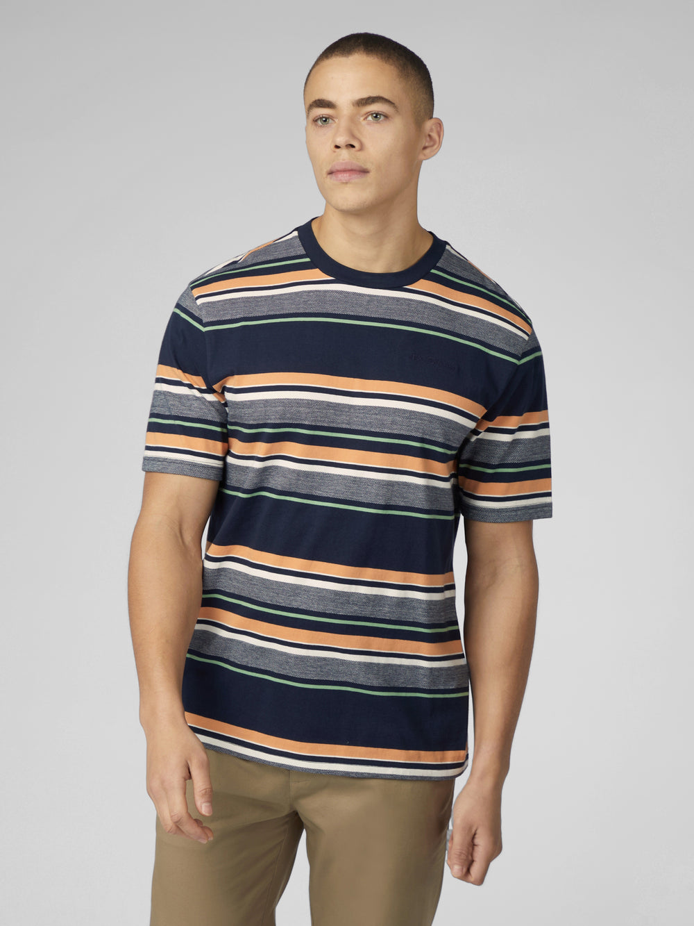 Ben Sherman Signature Engineered Stripe Tişört Lacivert | 9742-PYGCV