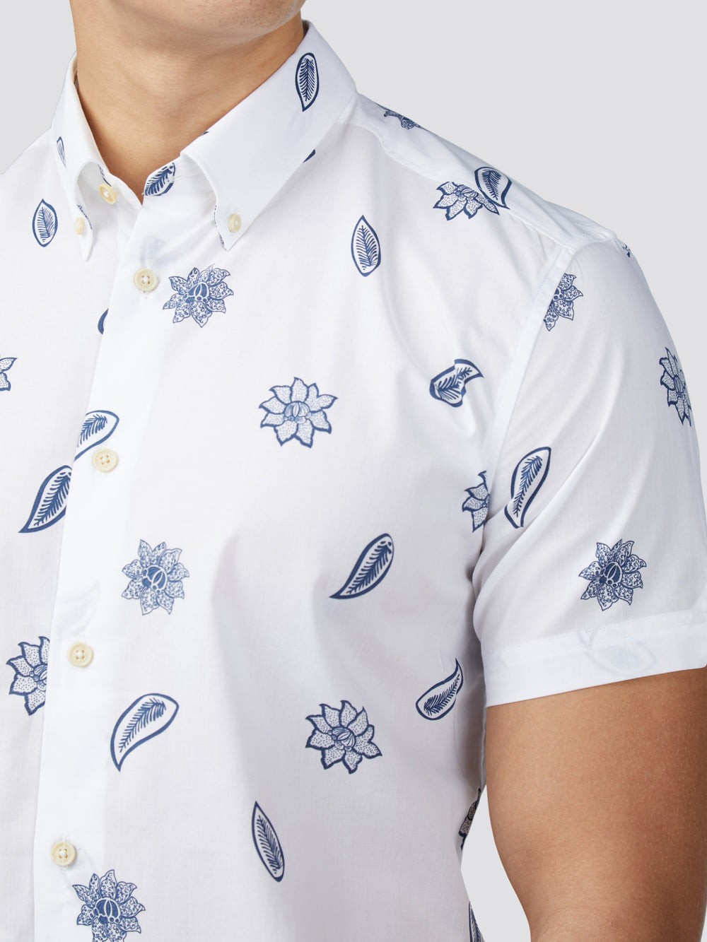 Ben Sherman Signature Floral Gömlek Beyaz | 6852-MVZWK