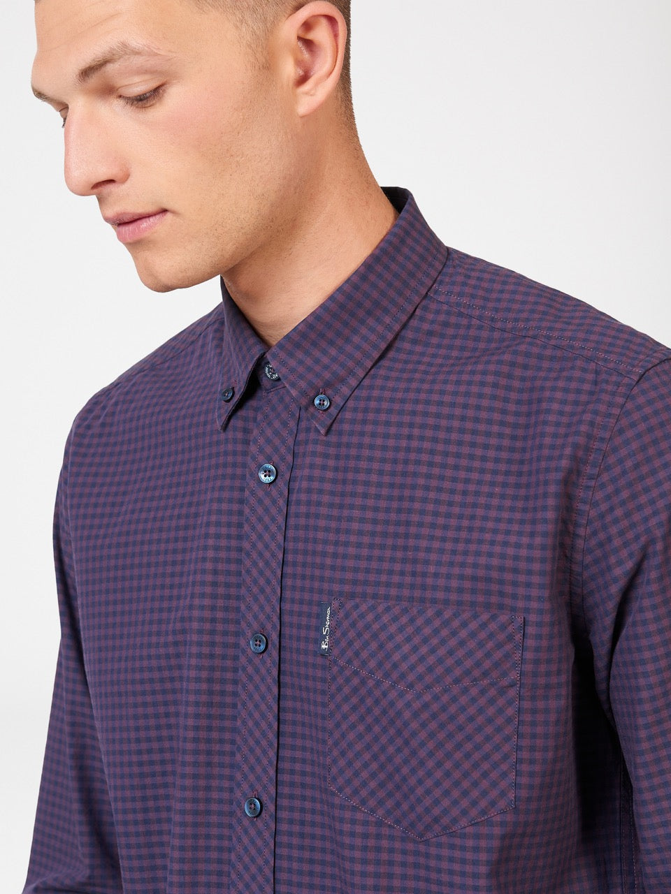 Ben Sherman Signature Gingham Long-Sleeve Gömlek Mor | 3542-KUCGE